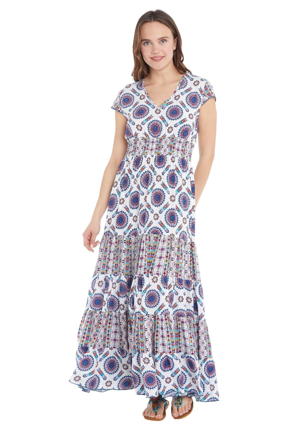 S23D04 - Vestito lungo Mandala Waves Baba Design - Gipsy Fashion Wear 