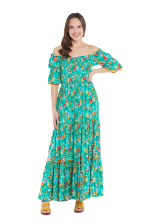 S23D12 - Vestito lungo Spring Flowers Baba Design - Gipsy Fashion Wear 