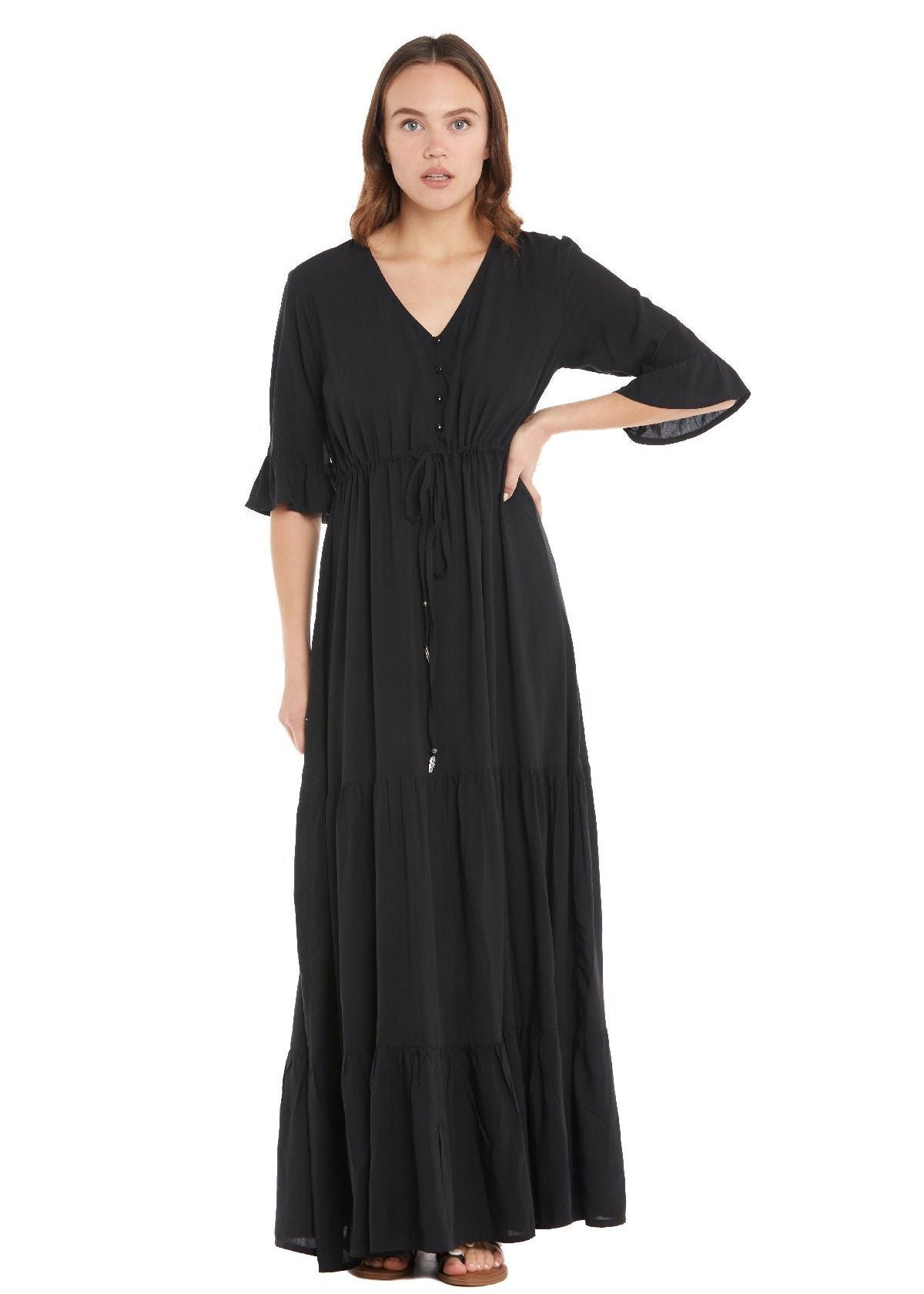 S23D61 - Vestito lungo tinta unita Urban Nature Baba Design - Gipsy Fashion Wear 