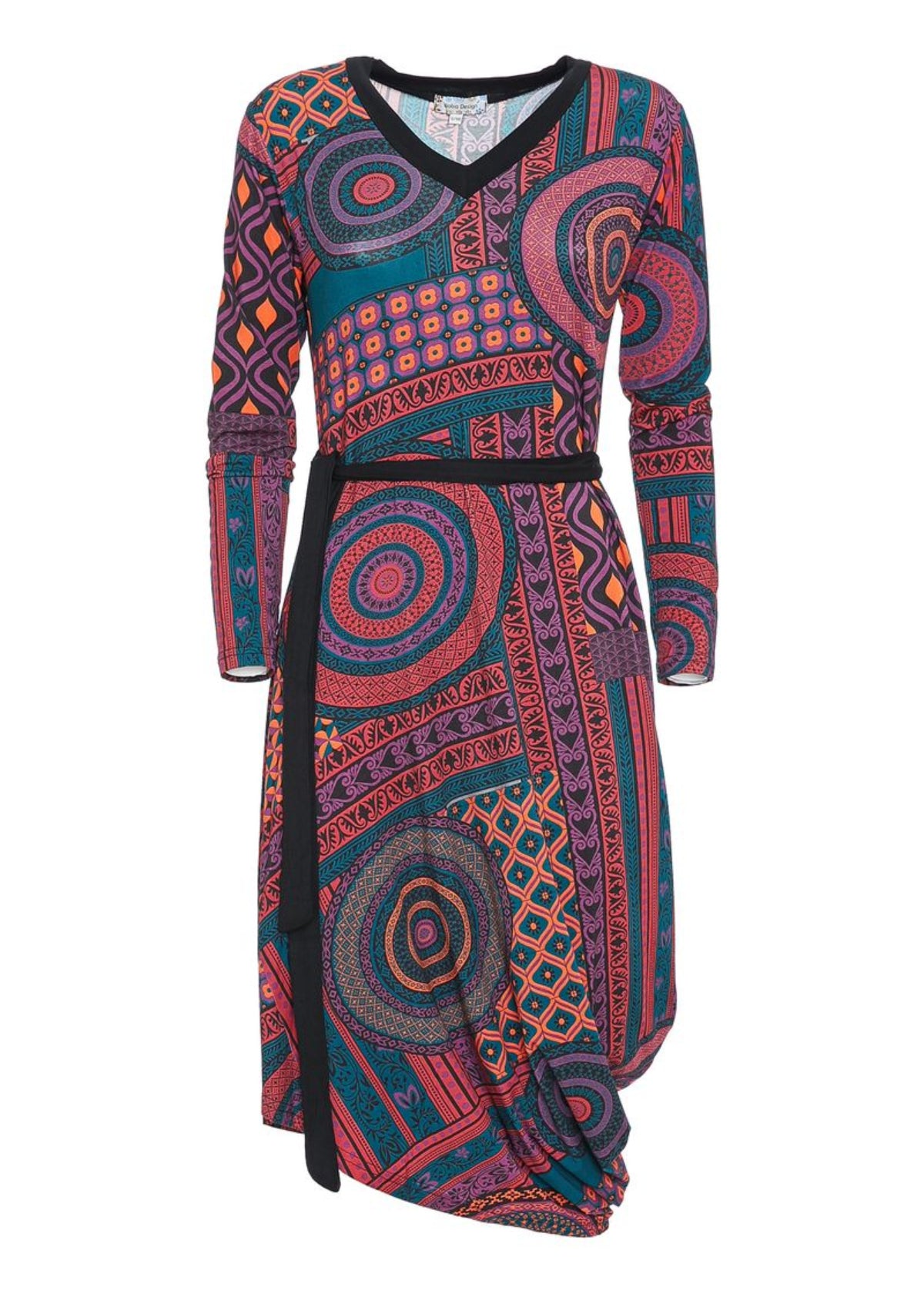 W22D19 - Abito asimmetrico con cintura Bohemian Trip Baba Design - Gipsy Fashion Wear 