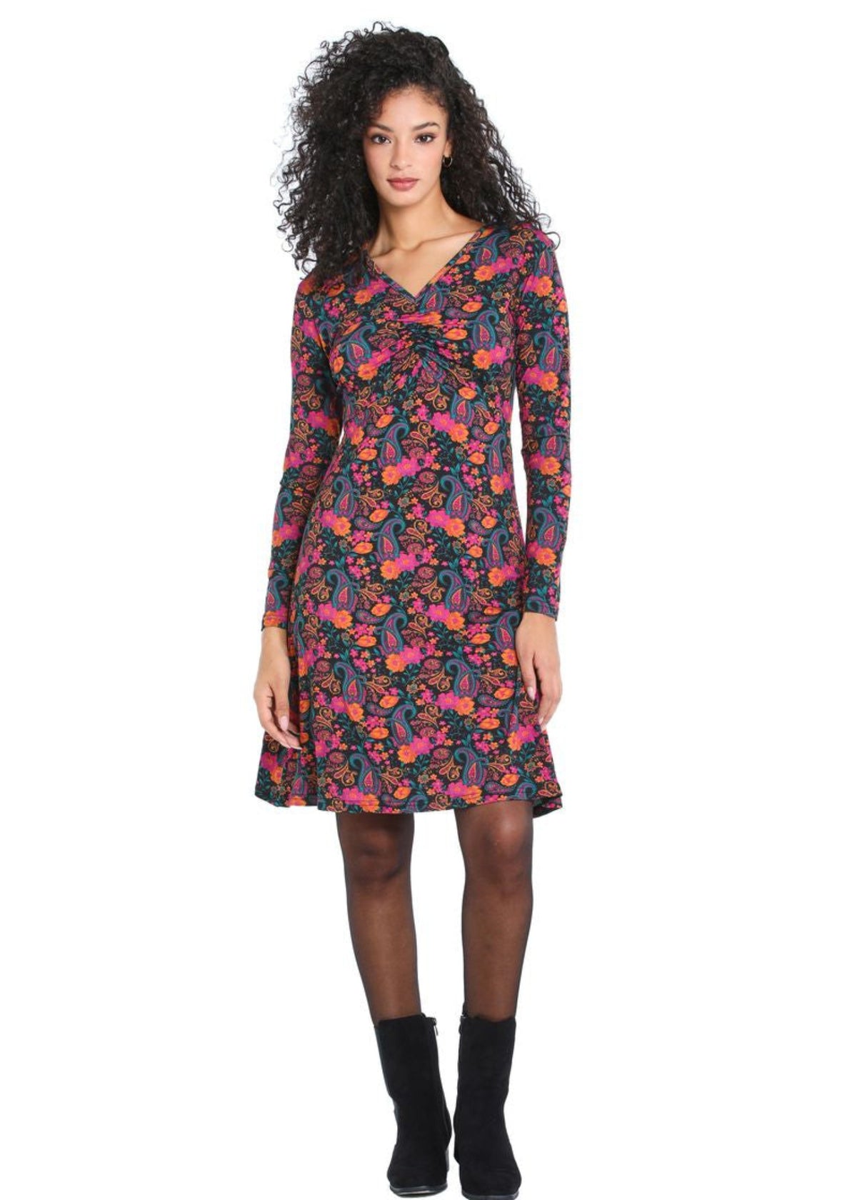 W22D44 - Abito corto Autumn Paisley Baba Design - Gipsy Fashion Wear 
