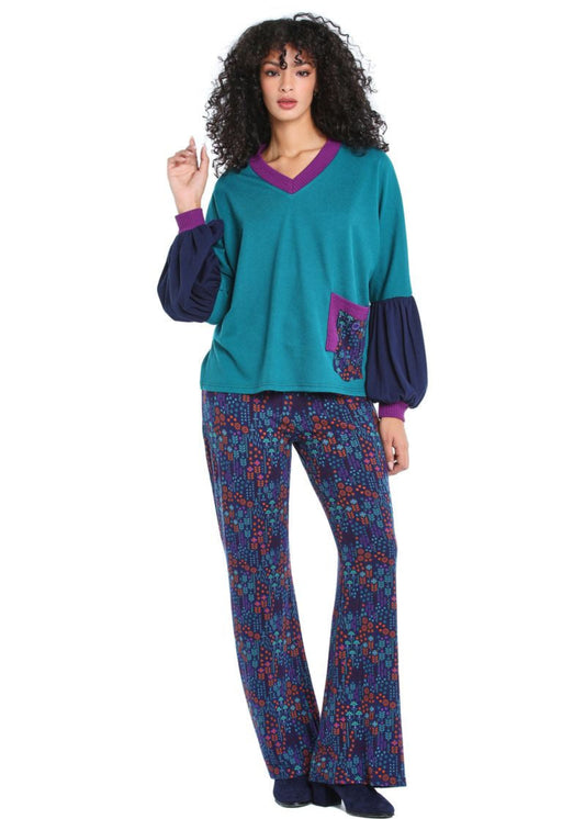 W22P02 - Pantalone Gipsy Leaves Baba Design - Gipsy Fashion Wear 