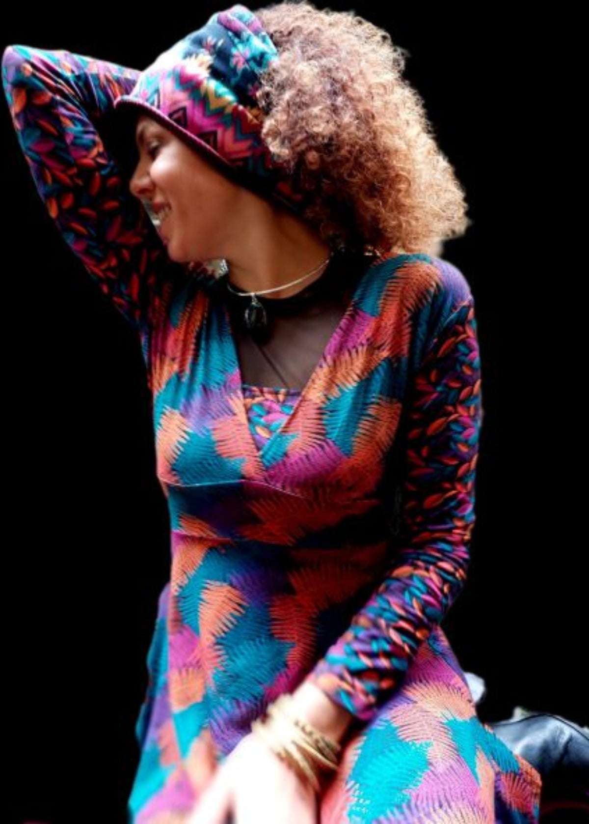 W22D02 - Colorful Soul Baba Design flared dress